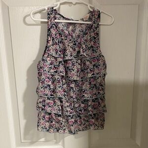 H&M Floral Ruffle Tank Top - Pink and Blue